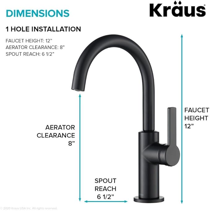 KRAUS Oletto Single Handle Kitchen Bar Faucet in Matte Black, KPF-2822MB