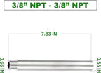 TAISHER 2PCS Stainless Steel Pipe Fittings, 3/8" NPT Male x 3/8" NPT Female Threaded, 8" Length Nipple Cast Pipe