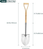 Berry&Bird Shovels for Digging, 43’’ Round Spade Heavy Duty Shovel with Wooden D Handle Stainless Steel Snow Shovel Garden Shovel Yard for Transplanting & Outdoor