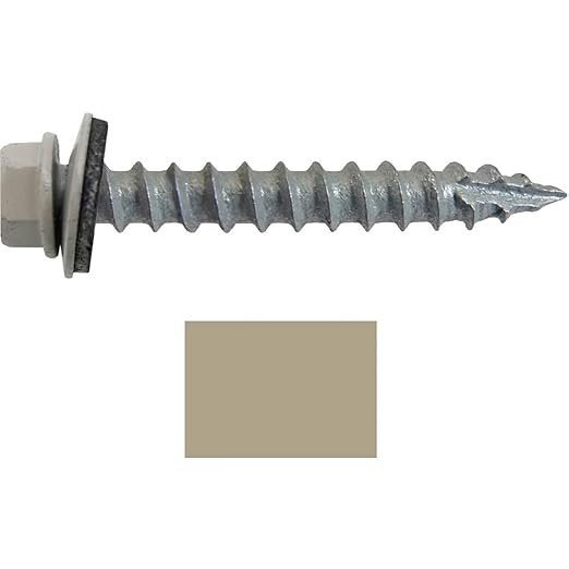 #14 Metal ROOFING SCREWS(250) Screws x 1-1/2" ASH GRAY Hex Washer Head Sheet Metal Roof Screw. Self starting/self tapping metal to wood with EPDM washer. Colored head. for corrugated roofing