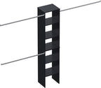 Closet System, 17" Wide Closet Organizer System with 3 Hanging Rods, Wood Tower Closet Storage for Walk In Closets, Wall Mounted Wardrobe Organizer Kit, Bedroom, Fits Spaces 5-9 ft, Black