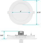 LUXRITE 6 Inch Ultra Thin LED Recessed Lighting, 14W, 5 Color Selectable 2700K | 3000K | 3500K | 4000K | 5000K, CRI 90, 1150 Lumens, Dimmable LED Wafer Lights, Wet Rated, UL Listed, Baffle Trim