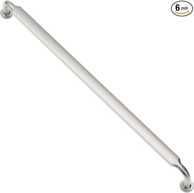 Alzassbg 6 Pack Brushed Satin Nickel Cabinet Handles, 11-1/3 Inch(288mm) Hole Centers Arch Modern Cabinet Pulls Kitchen Cabinets Hardware for Cabinets and Drawers AL3503SN