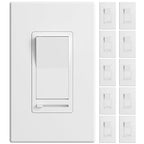 Amico 10 Pack Dimmer Light Switch, Single-Pole or 3-Way Compatible Slide Control Dimmer, Suitable for 150W LED Light/CFL/Incandescent and 600W Tungsten Bulb, Wall Plates and Screws Included, White