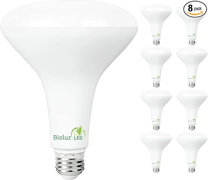 Bioluz 8 Pack LED Light Bulb BR40 Light Bulbs 3000K Soft White 90 CRI Dimmable UL-Listed CEC Title 20 Compliant 1250 Lumen Led Bulbs Indoor/Outdoor Flood Lights | Lightbulb for Outdoor Lighting
