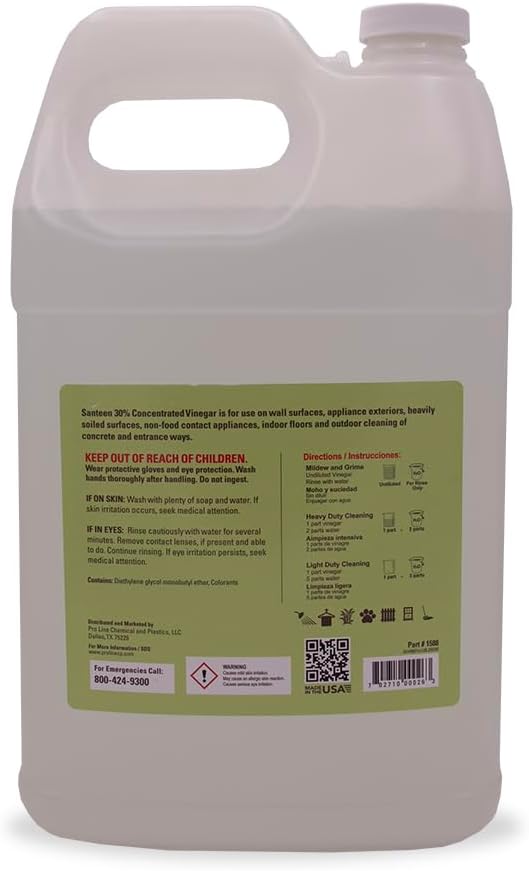 Santeen 30% Concentrated Cleaning Vinegar - 2X1 Gallon Jugs | Indoor & Outdoor | Extra-Strength