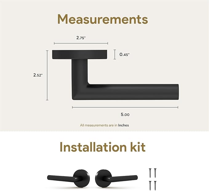 Mega Handles Ronn Dummy Door Handles - 6 Pack Heavy Duty Black Door Handle, Non-Turning Door Handle for Hallway, Closet & French Doors, Single Side, Fits All Standard Doors - Matte Black