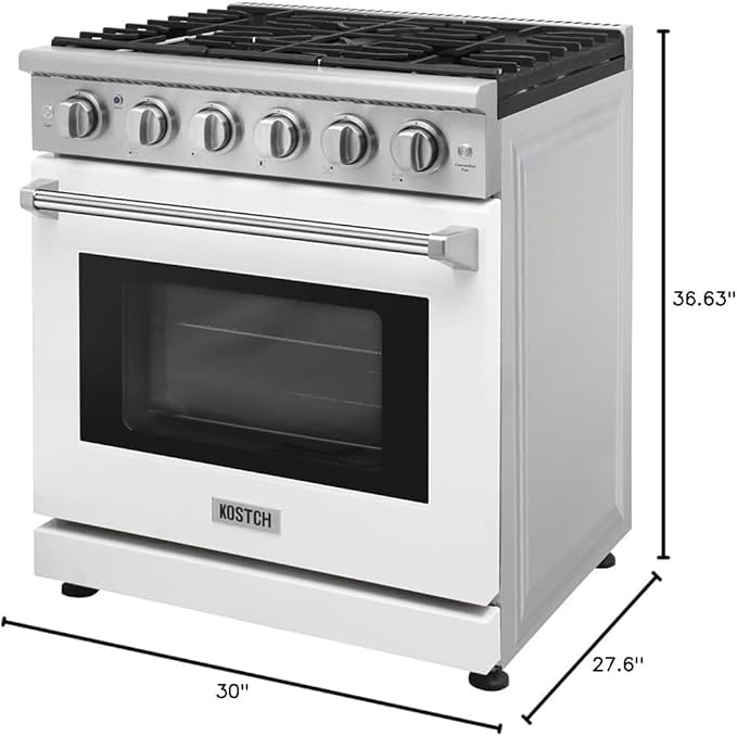 30 inch Freestanding Natural Gas Range or Liquid Propane Gas Range with 5 Burners, Large Capacity 24 inch Top Control Built-In Dishwasher with Third Rack, in Stainless Steel (White)