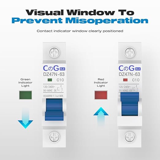 AC Miniature Circuit Breaker 10 Amp 1 Pole 120/240V Solar AC Disconnect Switch Thermal Magnetic Trip Din Rail Mount