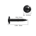 (200 pcs) Wensilon #10×1-1/4" Black Phillips Truss Head Wood Screws Quick Metal Self Tapping