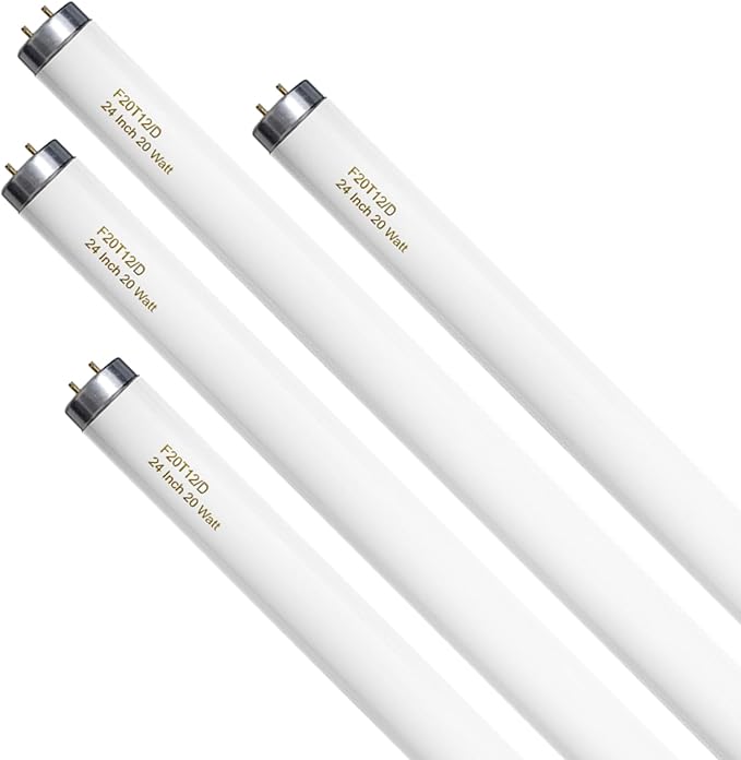 T12 Fluorescent Tube Light Bulb 20 Watt Daylight, F20T12/D Replacement for 79042 F20T12/SUN/ECO F20T12/D/ECO 273284 F20T12/D/ALTO 1100 Lumen G13 Base, 24 Inch 4 Count