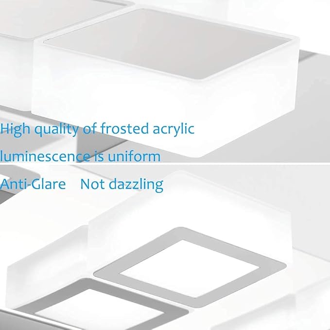 Ralbay Modern Chrome Bathroom Vanity Lights 5 Color Temperature 6 Lights Dimmable Acrylic Modern LED Bathroom Vanity Lighting Fixtures Chrome