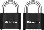 2 Pack disecu 4 Digit Combination Lock, Heavy Duty Outdoor Waterproof Padlock for School Gym Locker, Fence, Gate, Storage Unit, Toolbox (Black)