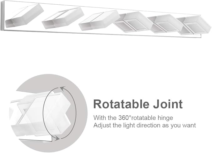 Ralbay Modern LED Bathroom Vanity Lights 6 Lights Acrylic Stainless Steel LED Vanity Light Fixtures for Bathroom Lighting 6000K Cool White Light