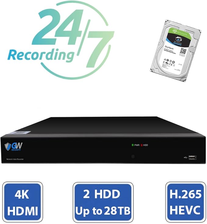 GW Security 8 Channel UltraHD 4K (3840x2160) Motorized Zoom NVR Security Camera System - 8 x 8MP 2.8-12mm 4X Optical Zoom Face Recognition/Human/Car AI Detection Waterproof Microphone IP PoE Cameras