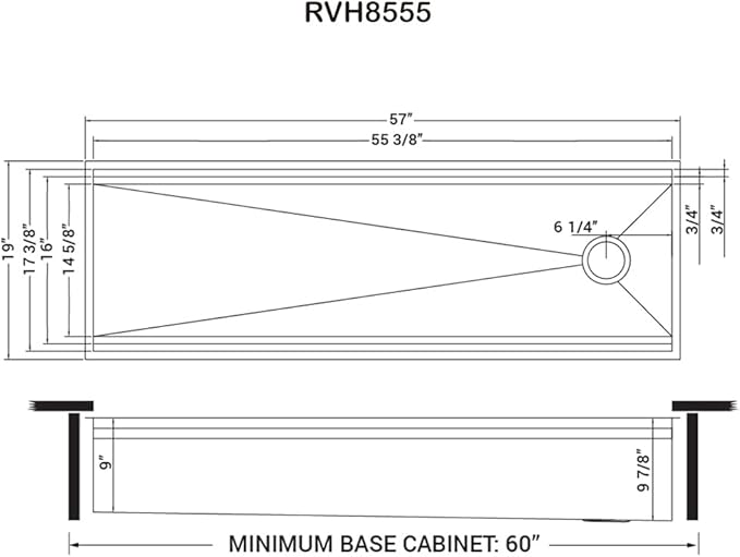 Ruvati 57-inch Undermount Workstation Kitchen Sink – 16 Gauge Stainless Steel Single Bowl with Ledges & Accessories – RVH8555