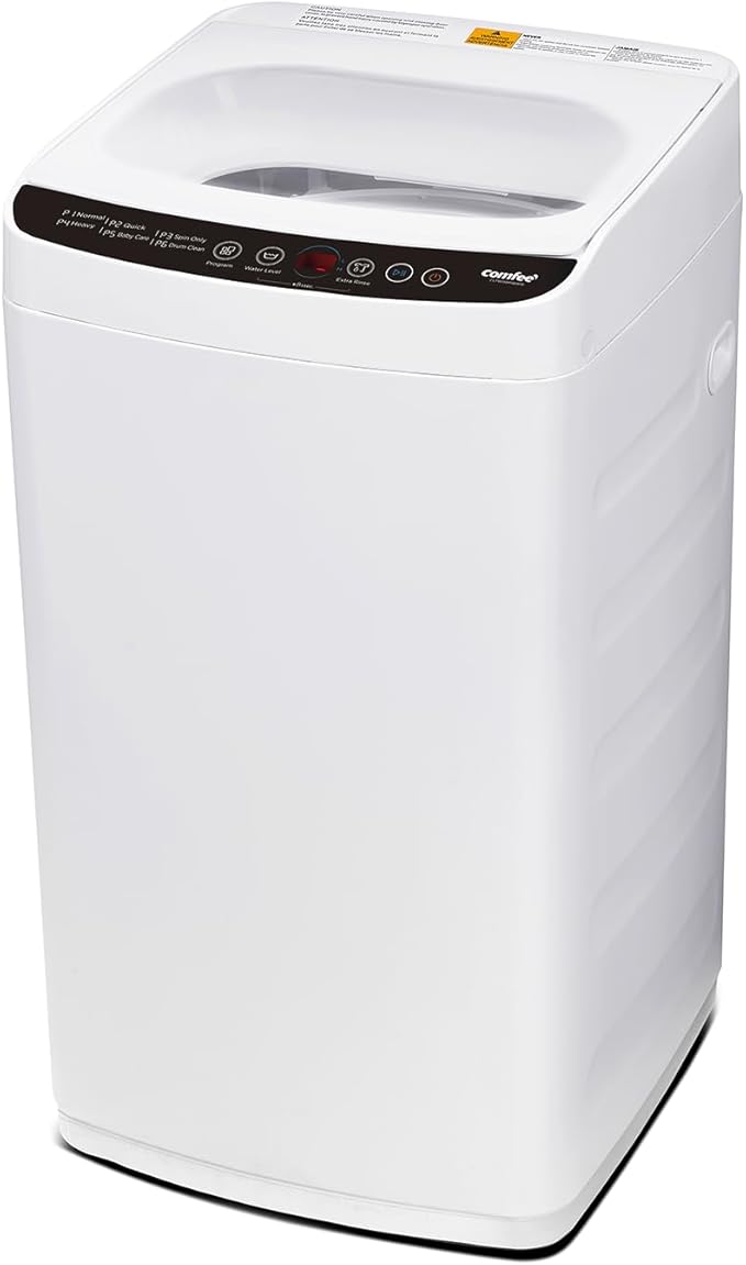COMFEE' Portable Washing Machine, 0.9 cu.ft Compact Washer With LED Display, 5 Wash Cycles, 2 Built-in Rollers, Space Saving Full-Automatic Washer