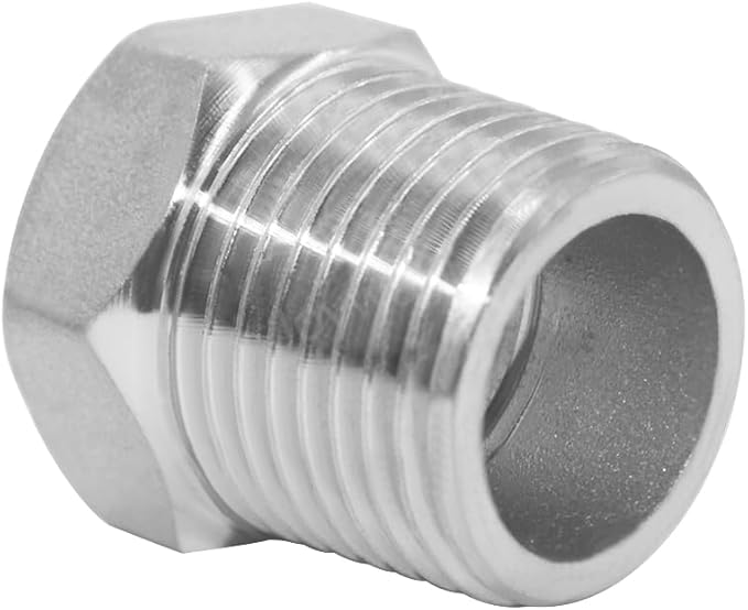 Joywayus Stainless Steel Hex Head Bushing Reducer Pipe Fitting 3/8 NPT Male × 1/4 NPT Female (Pack of 2)