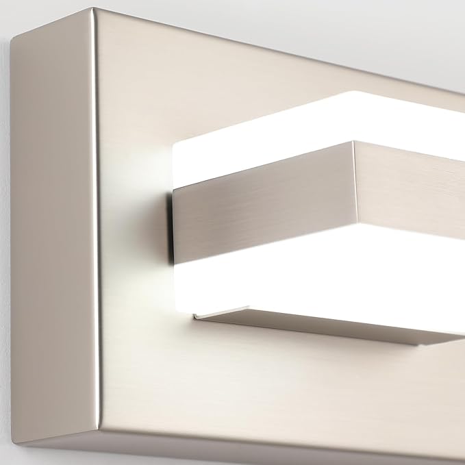SOLFART Bathroom Vanity Lights Over Mirror Brushed Nickel Bathroom Light Fixture 3 Light Led Lights for Bathrooms Vanity Lights for Bath Nickel