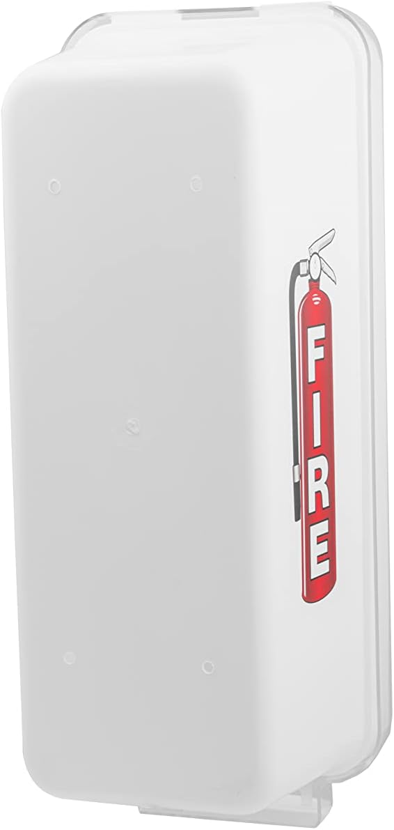 PRO&Family Fire Extinguisher Cabinet Fire Extinguisher Box Outdoor Fire Cabinet Mounted Fire Extinguisher Cabinet Fire Extinguisher Cover (1, White with Clear Pull-Cover, 5 lb)