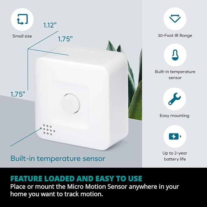 by Ezlo Micro Motion Sensor - Home Automation and Security - Lighting Scenes, Security Alarm, Alerts upon Motion Detection - Zigbee