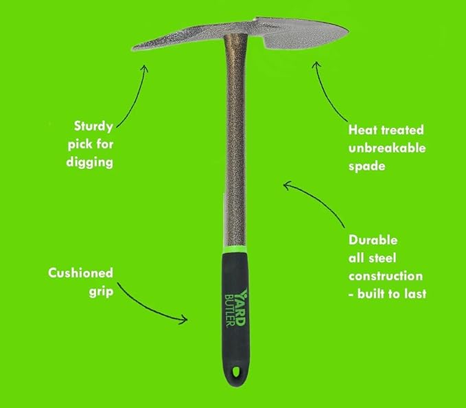Yard Butler Terra Garden Hand Tools - Weeding Hand Tiller Tool for Efficient Gardening - Weed Remover Tool for Lawn & Garden Care - Durable Gardening Accessory, Planter