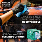 MW Pro Microfiber Cleaning Cloth | Green (12 Pack) | Size 16" x 16" | All Purpose Microfiber Towels - Clean, Dust, Polish, Scrub, Absorbent