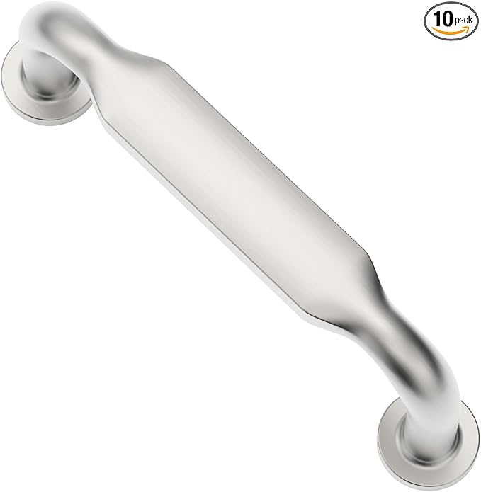 Alzassbg 10 Pack Brushed Satin Nickel Cabinet Handles, 3 Inch(76mm) Hole Centers Arch Modern Cabinet Pulls Kitchen Cabinets Hardware for Cabinets and Drawers AL3503SN