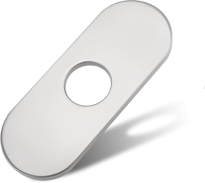 6.3 Inch Faucet Deck Plate Escutcheon, Hole Cover for 1 or 3 Hole Bathroom Sink Kitchen Faucets Stainless Steel, Brushed Nickel