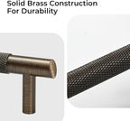 Solid Brass Cabinet Pulls, Knurled Cabinet Pull, Antique Brass Drawer Handles for Bathroom, Bedroom, Kitchen (4, 5.12inch/130mm)