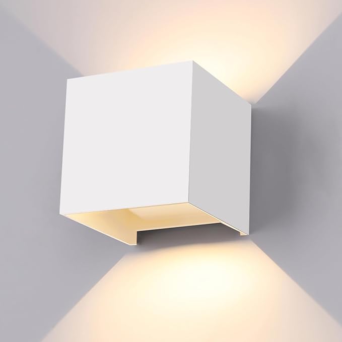 LED 20W Outdoor Wall Lights Exterior/Interior Porch Lights Outdoor Wall Up and Down Lights IP65 Waterproof Sconces Modern Outdoor Lighting Fixtures Square Aluminum White 3000K Warm Lights