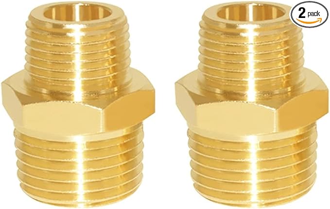 Joywayus 2PCS 1/2" NPT Male x 1/4" NPT Male Hexagon Brass Pipe Fitting Adapter