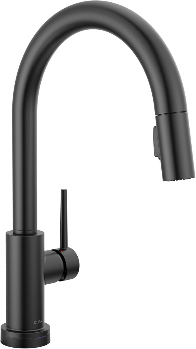 Delta Trinsic Touchless Kitchen Faucet with Touch Technology, Matte Black Kitchen Sink Faucet with Pull Down Sprayer, Single Hole, Matte Black 9159TL-BL-DST