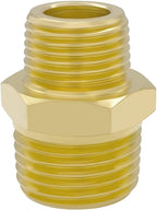 Hooshing 2PCS Brass Reducing Nipple 1/2" NPT to 3/8" NPT Male Thread Reducer Adapter Pipe Fitting