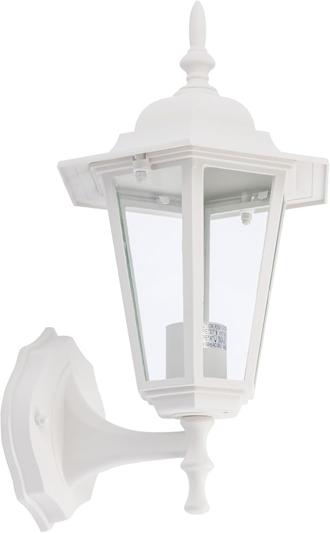 GRUENLICH Outdoor Wall Lantern, Wall Sconce as Porch Lighting Fixture with E26 Medium Base, Aluminum Housing Plus Glass, Water-Proof, Bulb Not Included, White Finish, 1 Pack