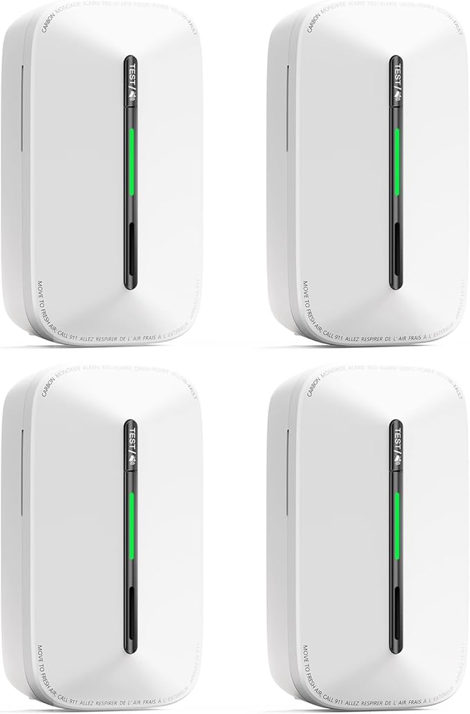 Jemay Plug in Carbon Monoxide Detector, Portable CO Detector with Battery Backup,10-Year CO Alarm with Test Mode/Temporary Muting Facility, LCD Numerical Display, 4 Packs