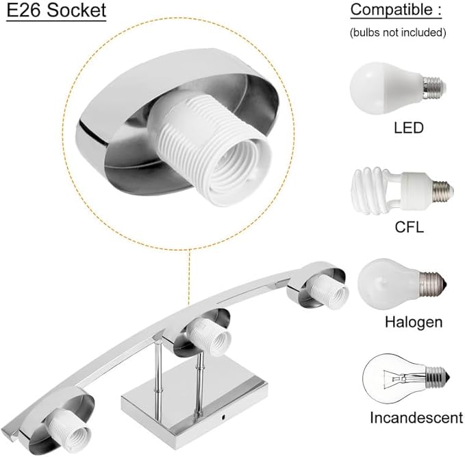 3-Light Bathroom Light Fixture Over Mirror, Modern Chrome Vanity Fixture with Milky Glass Shade, 23 inches Bath Light for Bath Vanity Lighting