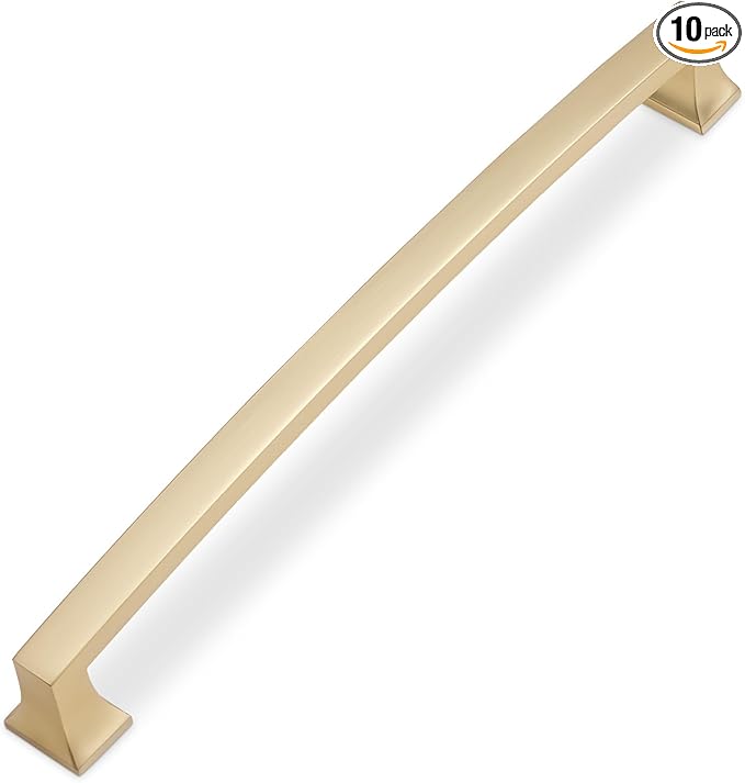 COTYKILEY 10 Pack 7.5 Inch(192mm) Brushed Brass Cabinet Handles Gold Kitchen Cabinet Pulls Cabinet Door Handles Kitchen Cabinet Hardware Cupboard Drawer Pulls Dresser Handles