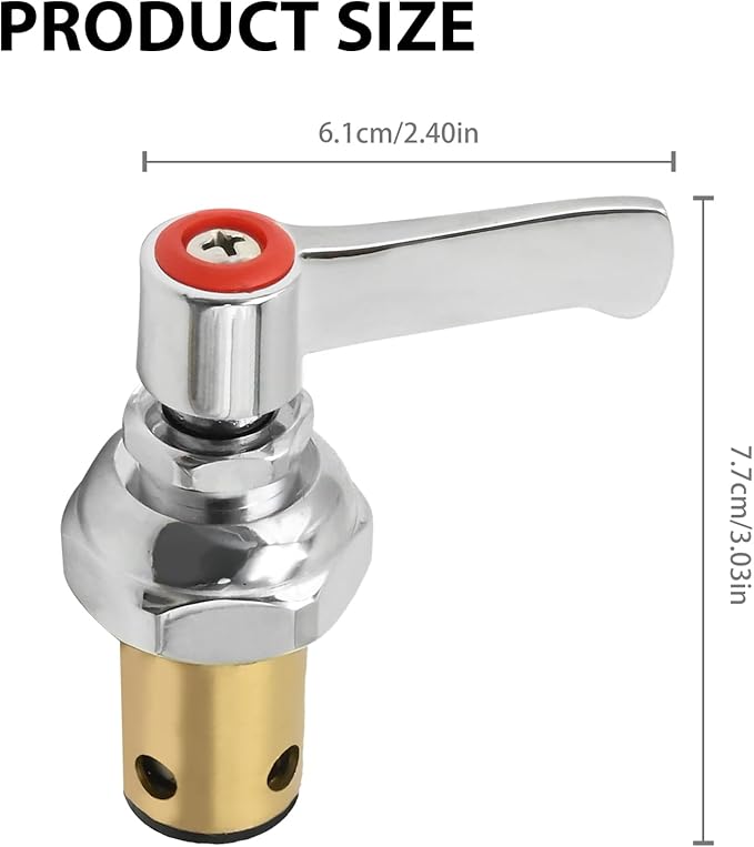 Anxingo 002714-40 Handle Stem Assembly, Replacement for T&S Faucets, Red Hot Side Spindle Assembly Valve Replacement Part