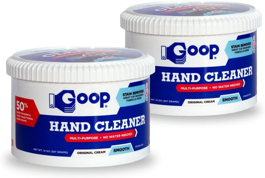 GOOP Original Multi-Purpose Waterless Hand Cleaner and Stain Remover - 14 oz Can (Pack of 2)