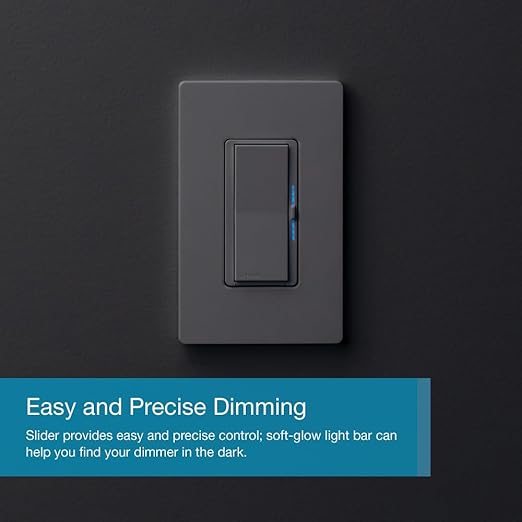 Lutron Diva Smart Dimmer Switch for Caséta Smart Lighting | No Neutral Wire Required | DVRF-6L-BL | Black