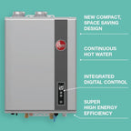 Rheem RRTGH84DVLN3701171 Rheem RTGH Series 8.4 GPM 157,000 BTU 120 Volt Residential Indoor Natural Gas Tankless Water Heater Stainless Steel