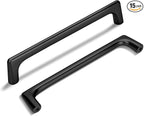 15 Pack 6.3 Inch(160mm) Hole Center Matte Black Modern Drawer Pulls Timeless Cabinet Pull Handle Vanity Pull Handle Classic Kitchen Cabinet Hardware, Screws Included, M-Black(6.3x15)