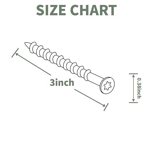 Wood Screws 3 inch, 300pcs Countersunk Self Tapping Screws #10x3, Carbon Steel, Against Rust and Corrosion Screw, Green Coated Exterior Wood/Deck Screws, Star Drive with Bit
