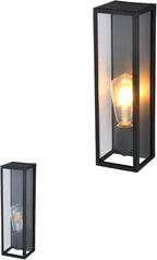 Outdoor Wall Sconces,Waterproof Porch Light Patio Light, Matte Black Wall Light with Clear Glass Shade for Garage, Patio, Doorway, Hallway