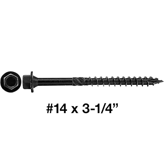 Jake Sales N.14 X 3-1/4inches Heavy Duty Black Timber/Log/Landscaping Wood Screws - Exterior Coated Heavy Duty Screws - ~50 Screw Count - Heavy Duty Black Log Wood Screws