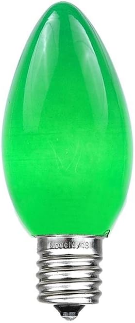 Novelty Lights 500 Case C7 Outdoor Ceramic Christmas Replacement Bulbs, Green, C7/E12 Candelabra Base, 5 Watt