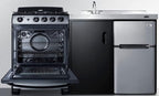 Summit 63" All-in-One Kitchenette with Gas Range, Refrigerator-Freezer, Sink, White - ACK63GASBSS