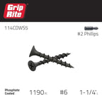 Grip-Rite 114CDWS5#6 X 1-1/4" Phillips Bugle Head Coarse Thread Sharp Point Drywall Screw, 5lb Box