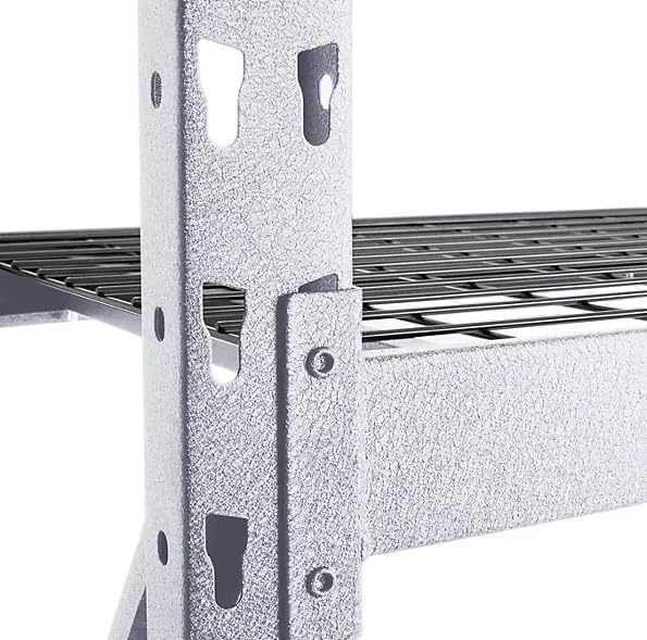 Heavy Duty Member Mark 4-Shelf Industrial Storage Rack, 77" W x 24" D x 72" H (Granite, 1 Pack)